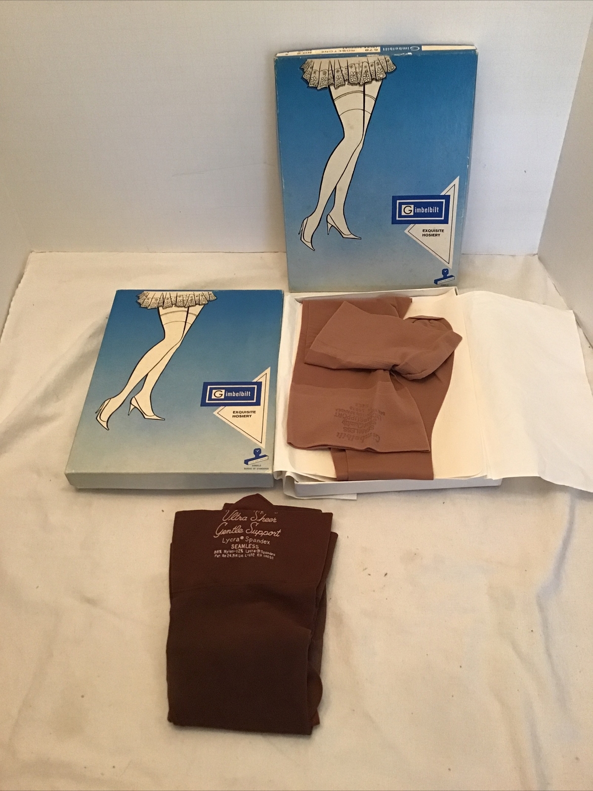 VINTAGE 7 PAIRS Nylon STOCKINGS Gimbels Rosetone No 2 Brown NIP