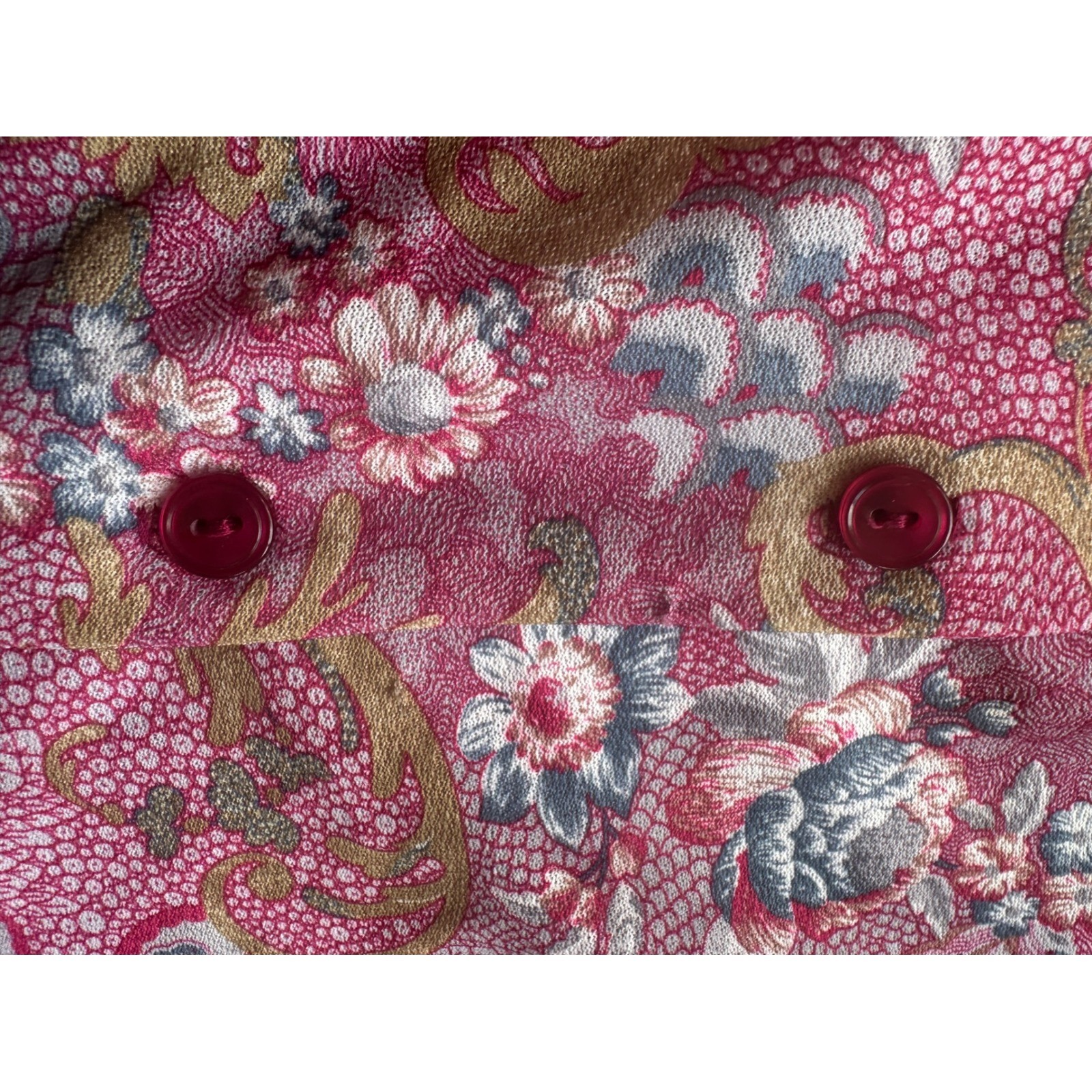Lady Graff Vintage Pink Paisley Floral Pussy Bow Blouse Size 42 Long Sleeve Top