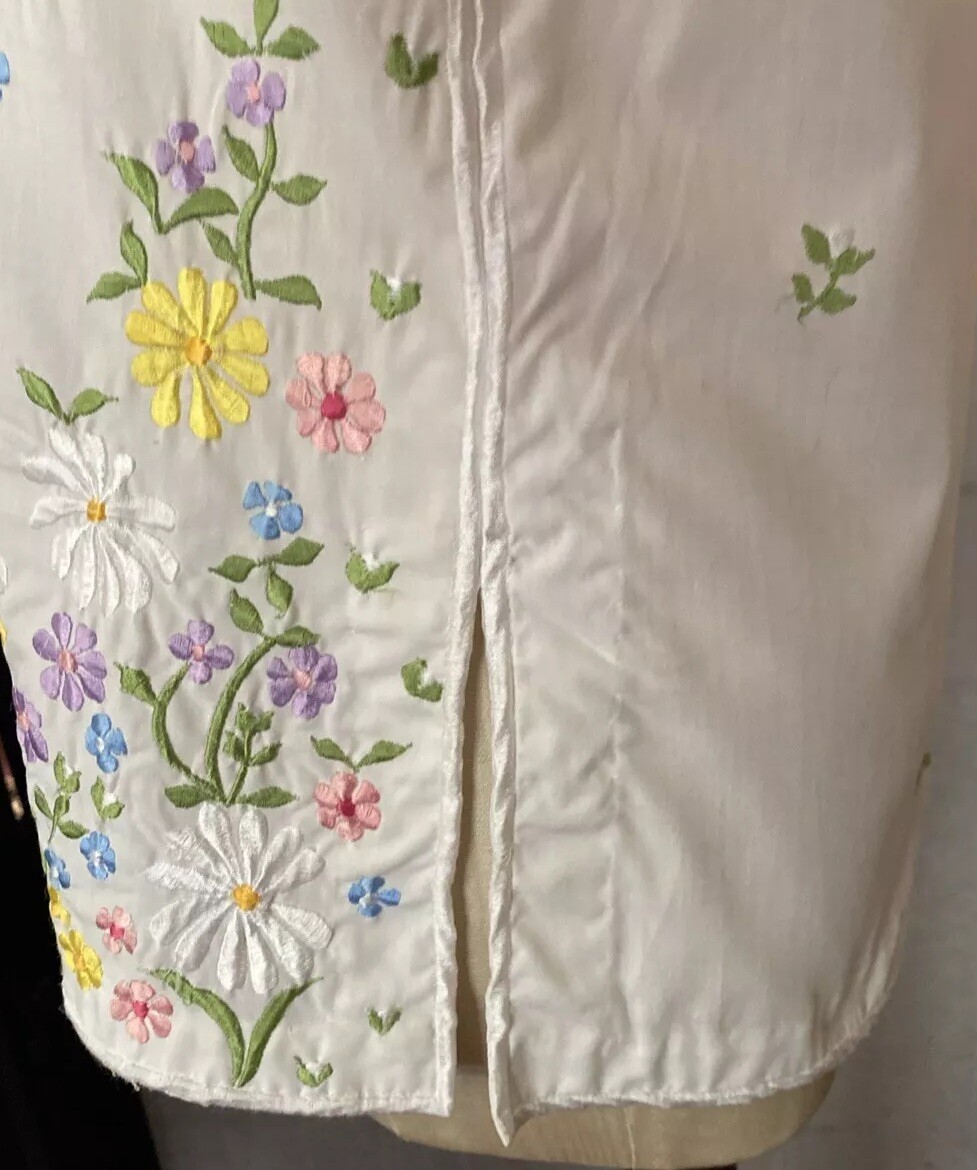 Chuchi Phillipines VTG 50/60s Intricately Embroid’d Floral Blouse Wom Estim S/M