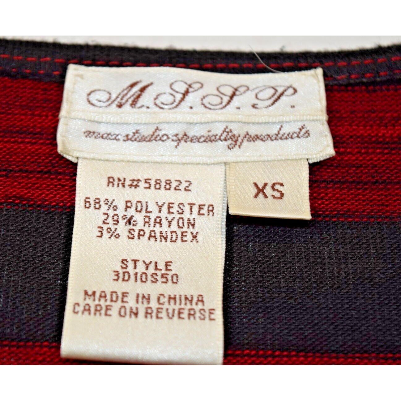Vintage Mini Dress MSSP Size XS 90s Black Red Striped Bandage Style Soft Stretch