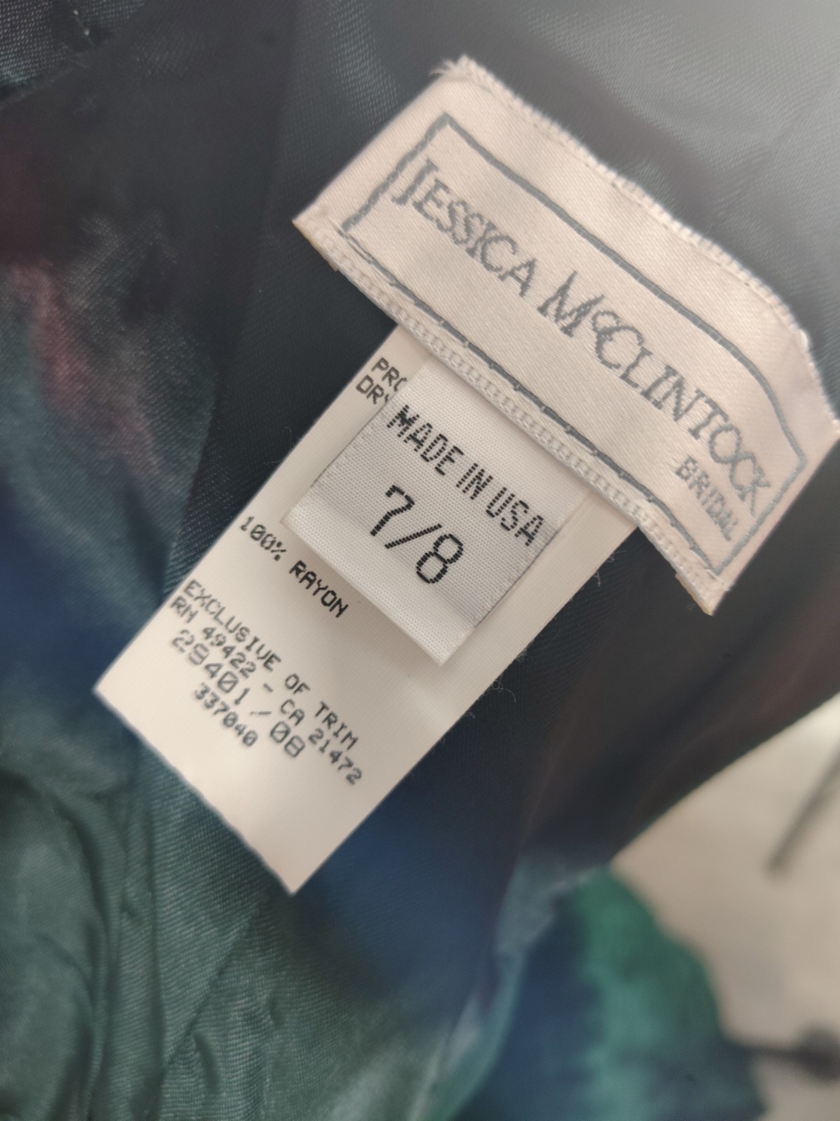 Vtg 80s Jessica McClintock Green Velvet Off Shoulder Mermaid Tail Dress 7/8