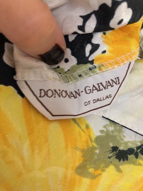 Donovan Galvani of Dallas Blouse Women’s M Floral Yellow White Shirt Top Vintage