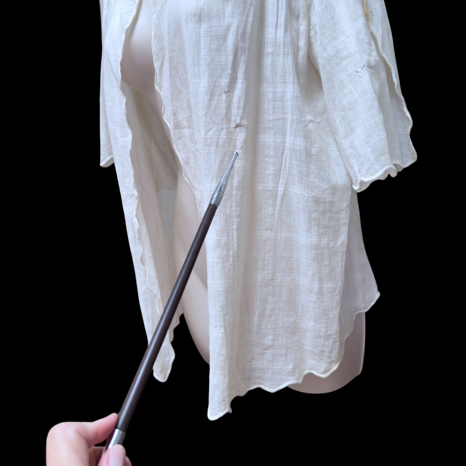 Antique Edwardian 1910s White Cotton Voile Open Blouse Lawn Jacket Size Small