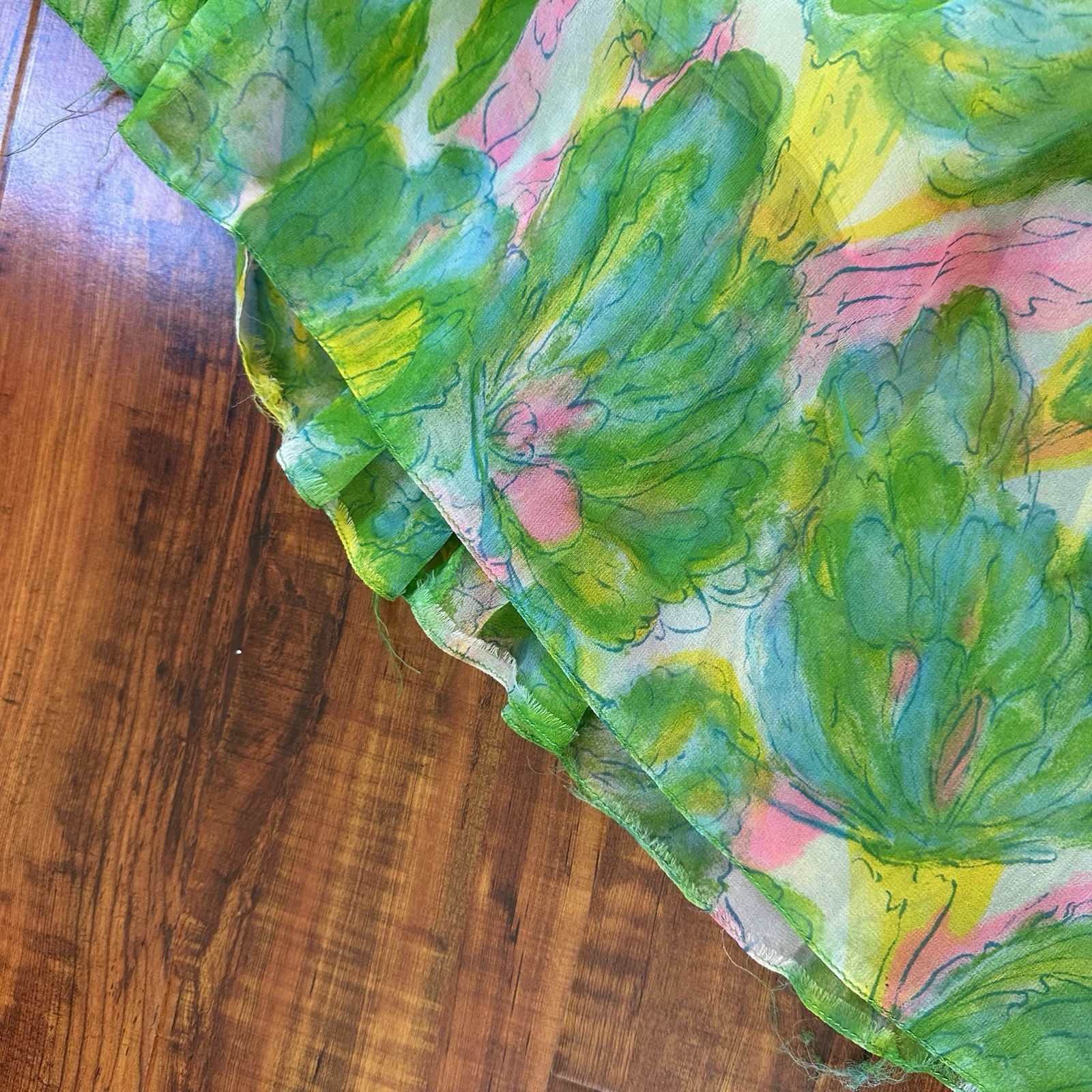 Leslie Fay Vintage 50s Watercolor Garden Tea Dress Floral Spring A Line Small S