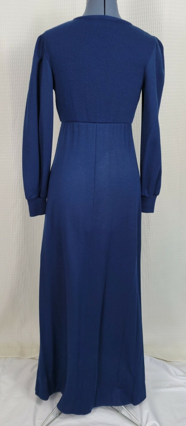 Vintage Cooper Navy Blue Knit Wrap Bodice Dress Size 11