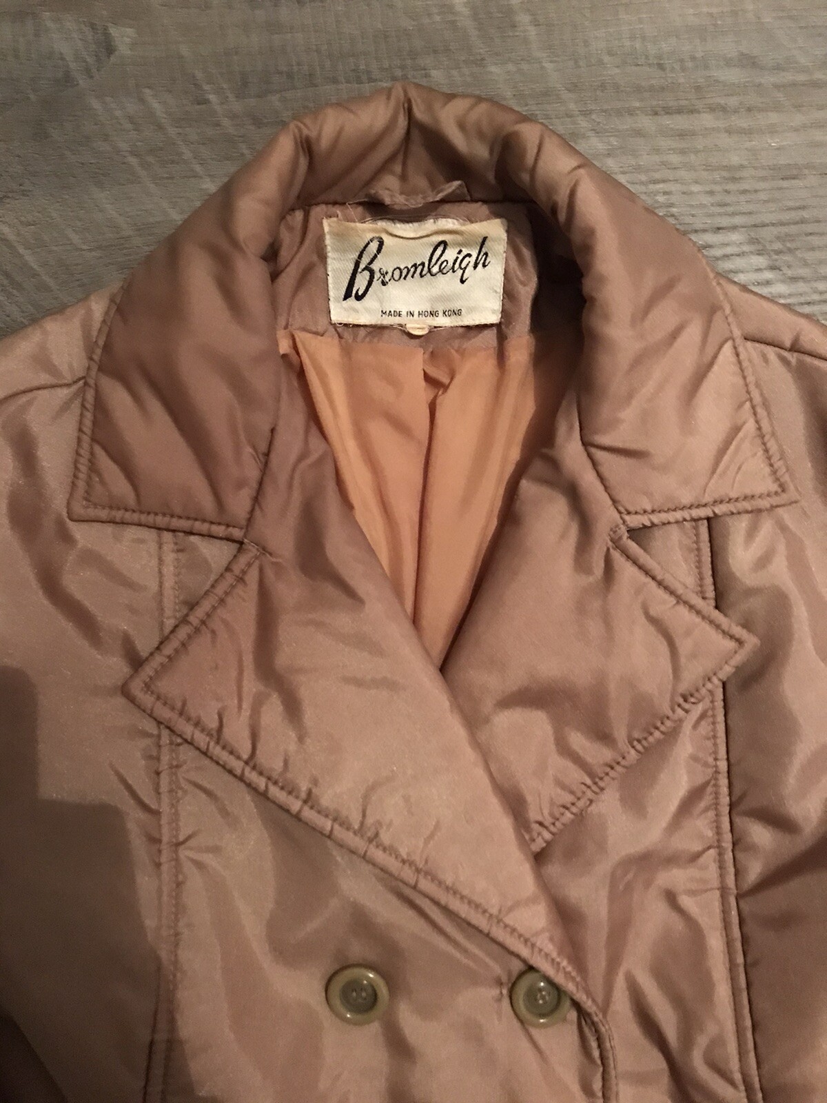 BROMLEIGH Vintage 70’s Taupe/Beige Puffer Double Breasted Belted Coat Sz 12 PUC