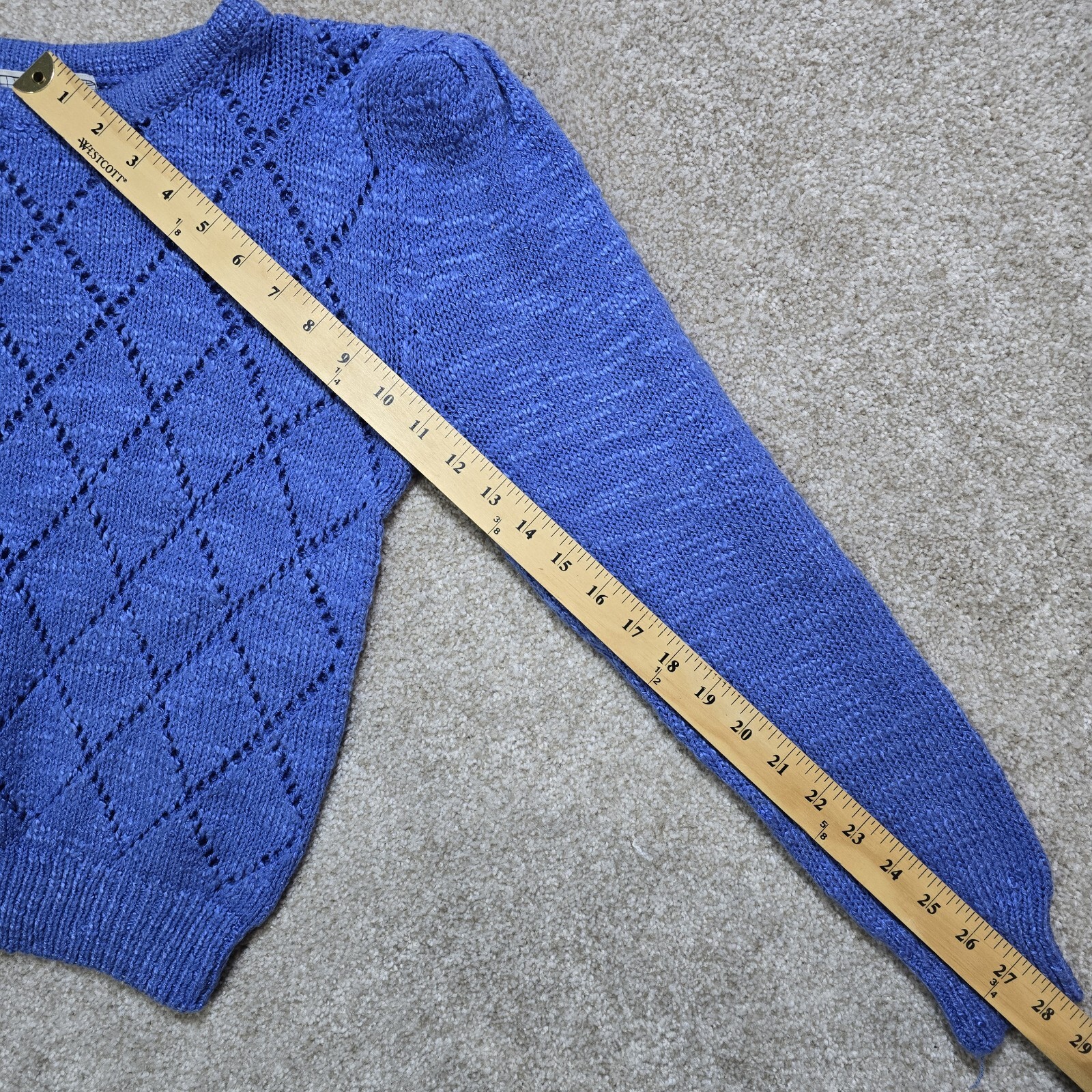 Spice of Life Vintage Blue Diamond Knit Sweater Long Sleeve Pullover Women’s M