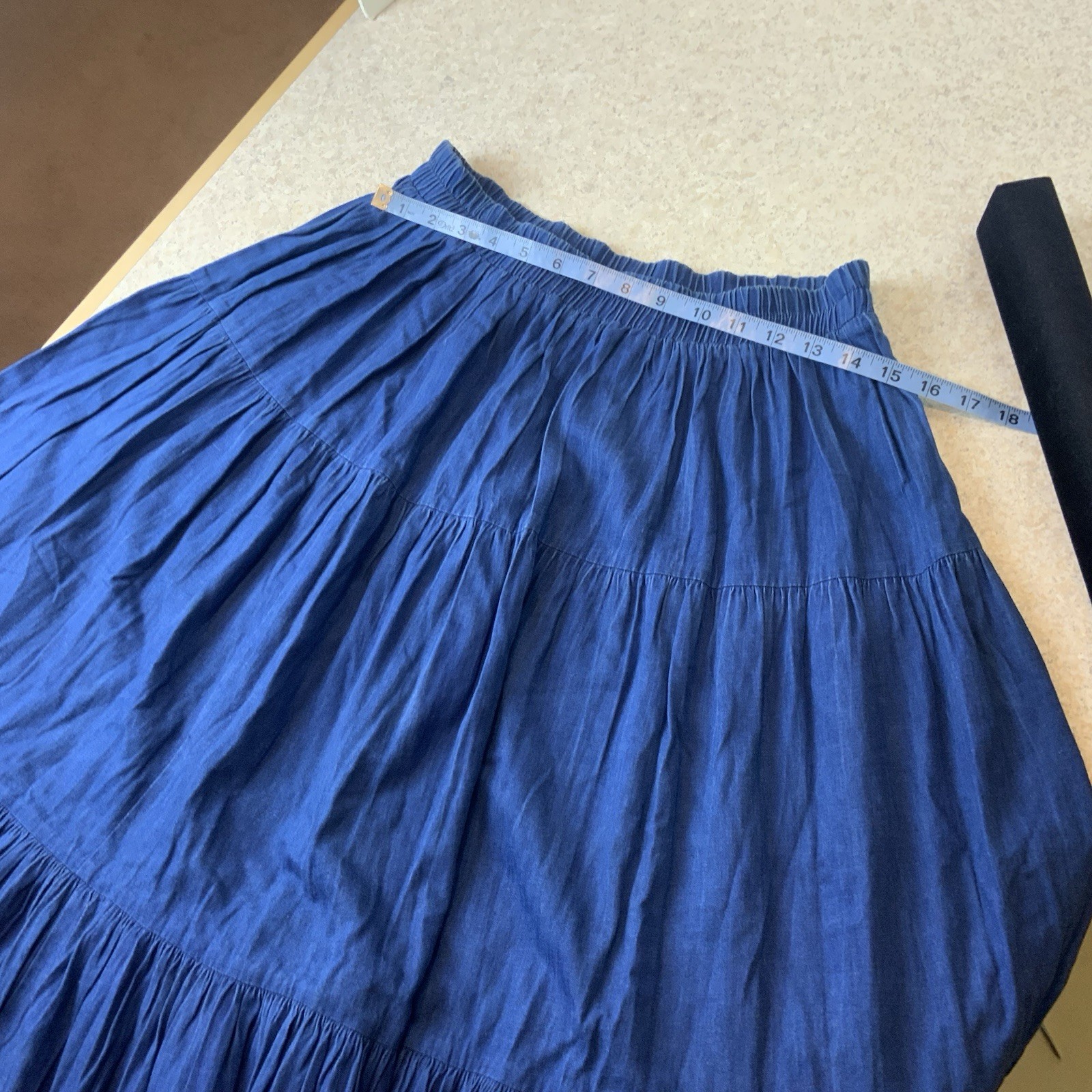 Vintage VRG Sport USA 80’s Blue Denim Western Boho Maxi Skirt Women’s L