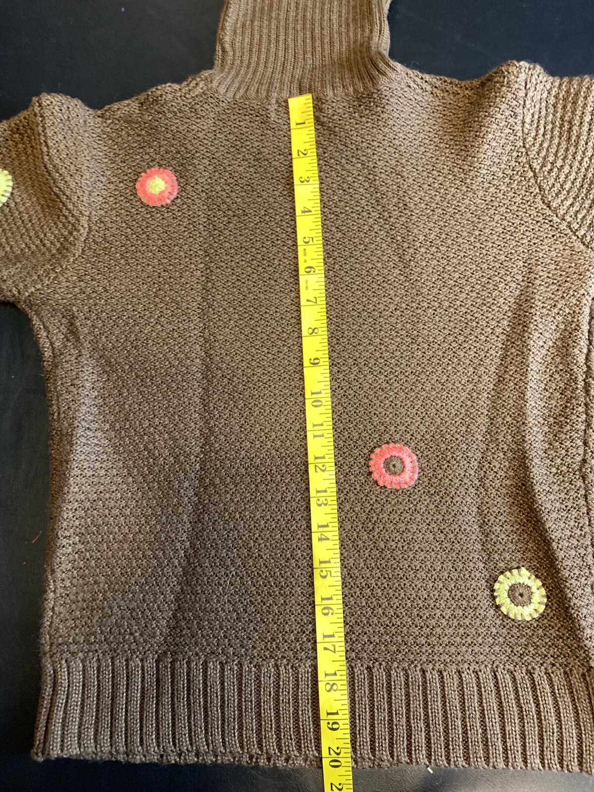 Vintage Obermeyer Brown Floral Retro Knit Juniors Girls Sweater Sz XL