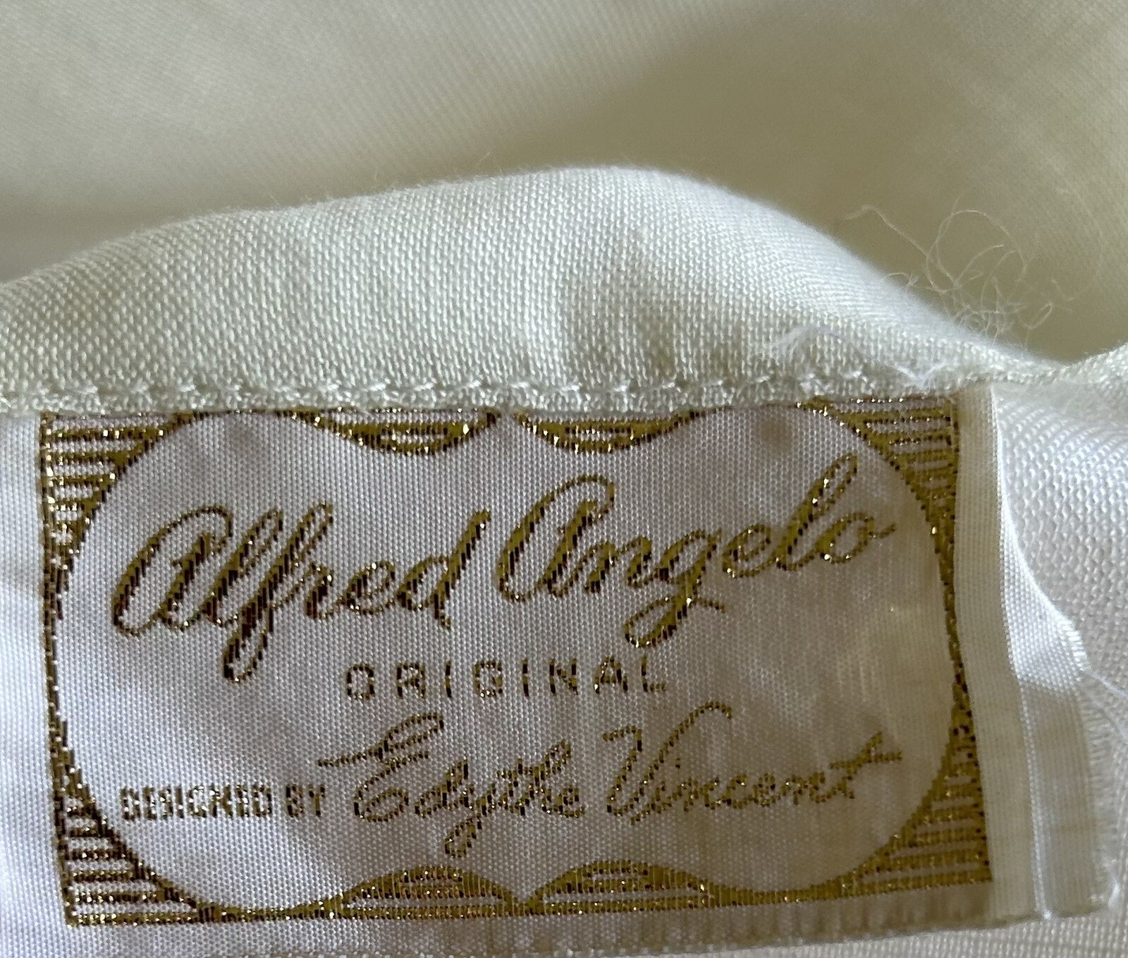 Vtg Edythe Vincent For Alfred Angelo Wedding Dress 1960s White Linen Ivory Lace