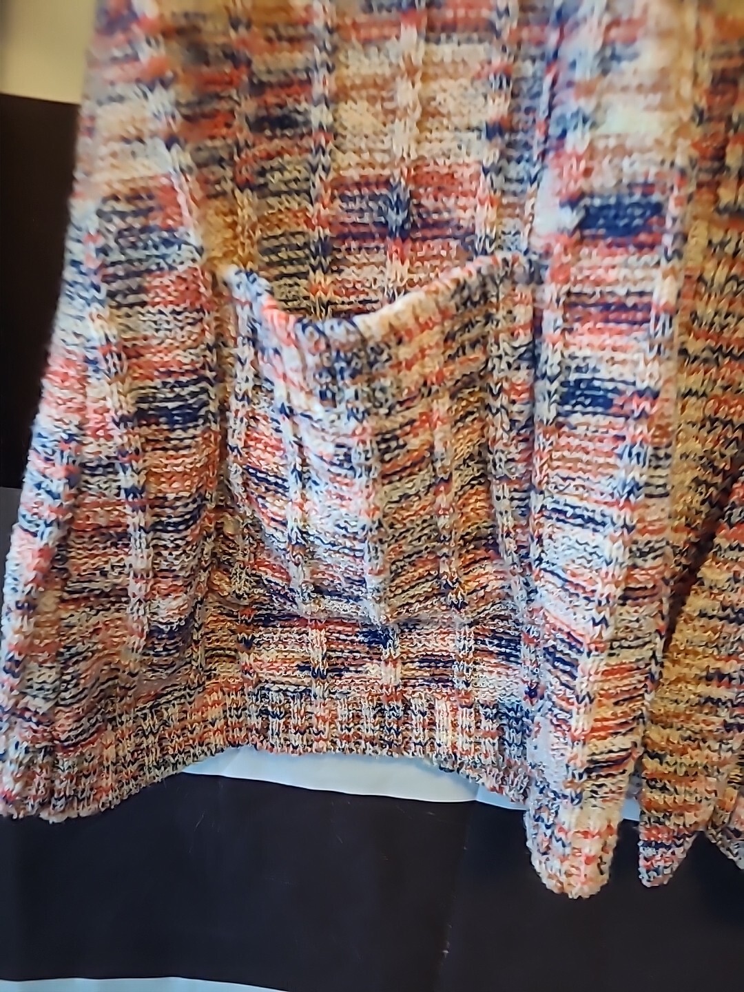 70s Organically Grown Sweater Arpeja Medium Colorful Knit Cardigan Red Blue