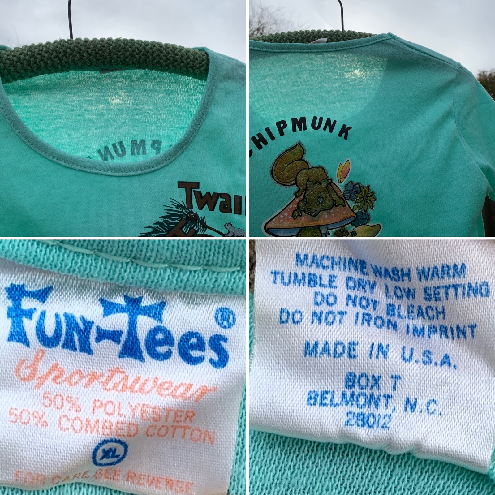 Vintage Twain Harte Chipmunk T Shirt Roach Iron On Back Fun Tees Size XL Ladies