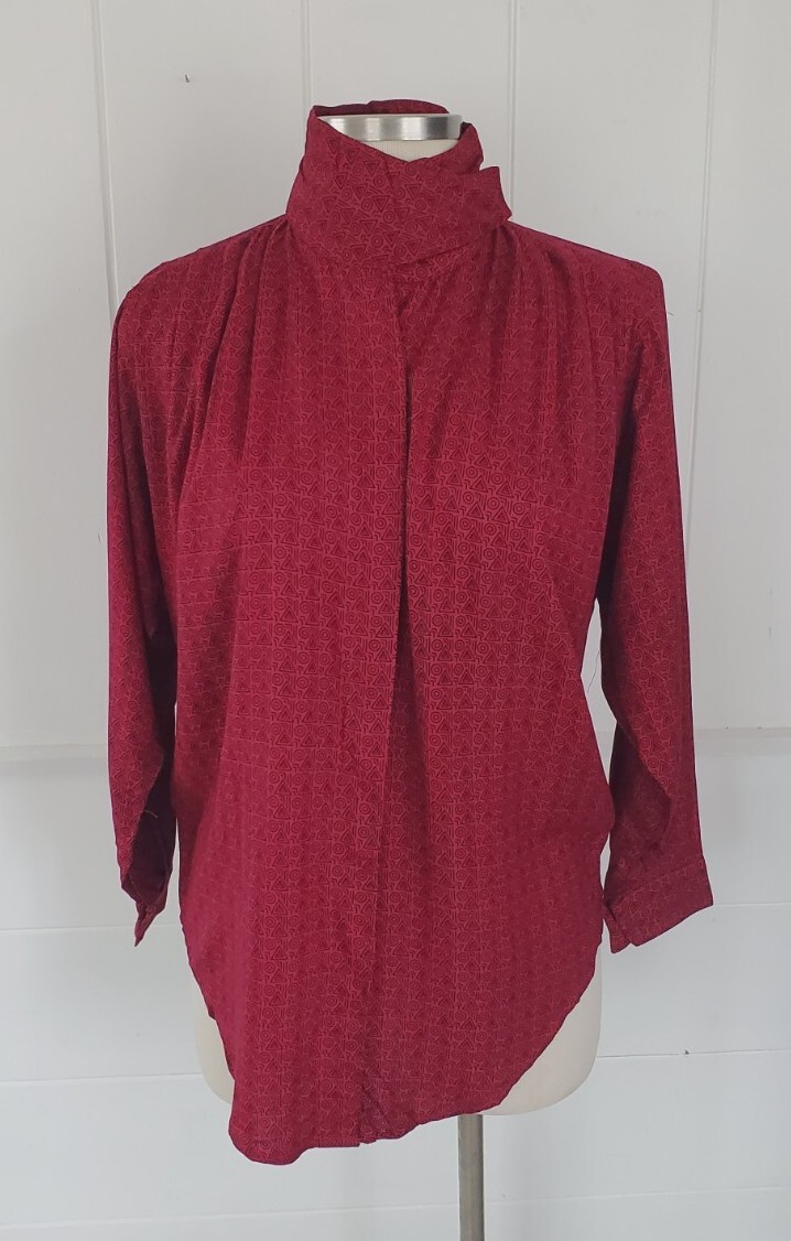 Nwt Vintage 80s High Neck Zashi Blouse