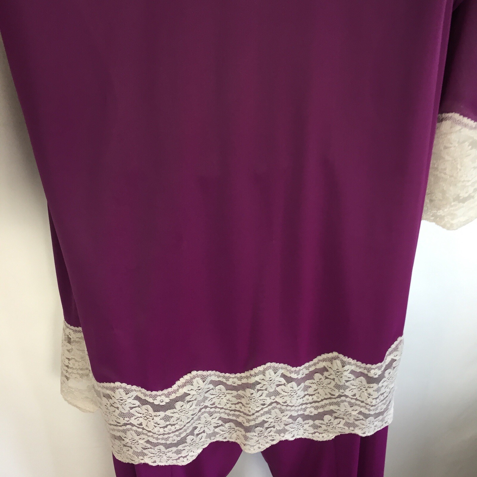 60’s Gilead S Nylon & Lace Pajamas 2 Pc Loungewear Tunic & Pants 24″-32″ Waist