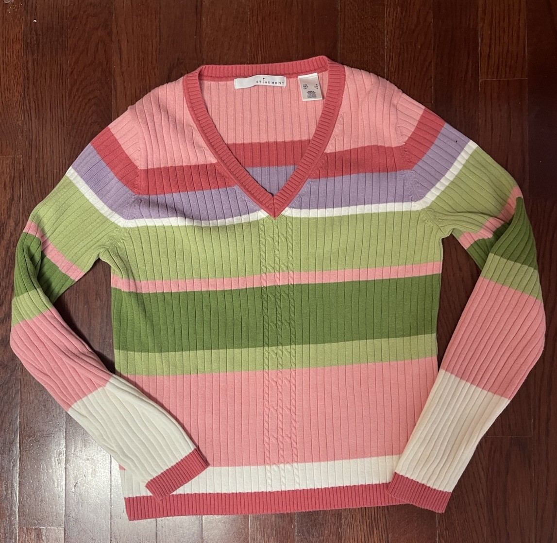 Vintage Golf Sweater St Aumont V Neck Soft Pastel Casual Vintage Style Size S