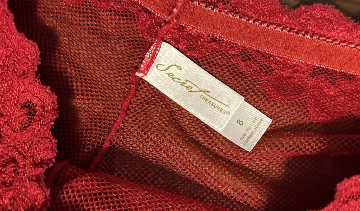 Vintage Secret Treasures Size 8 Panties Lace Sheer Mesh Panty Red Boyshorts HOT