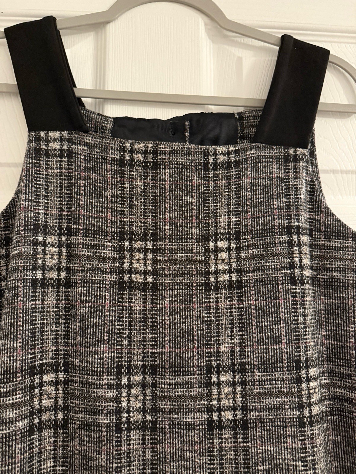 Vtg iPOSH! 90s Plaid Pinafore Jumper Dress Youth XL Drop Waist Tweed