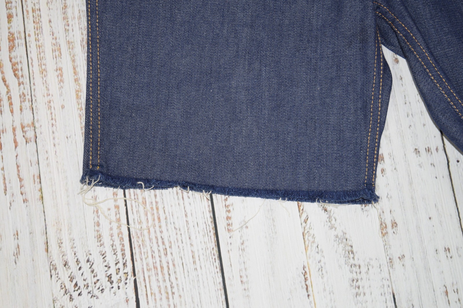 VTG 50s 60s SANFORIZED DENIM CUT OFF Jean Shorts 34″ Waist HONG KONG PIN UP RAW
