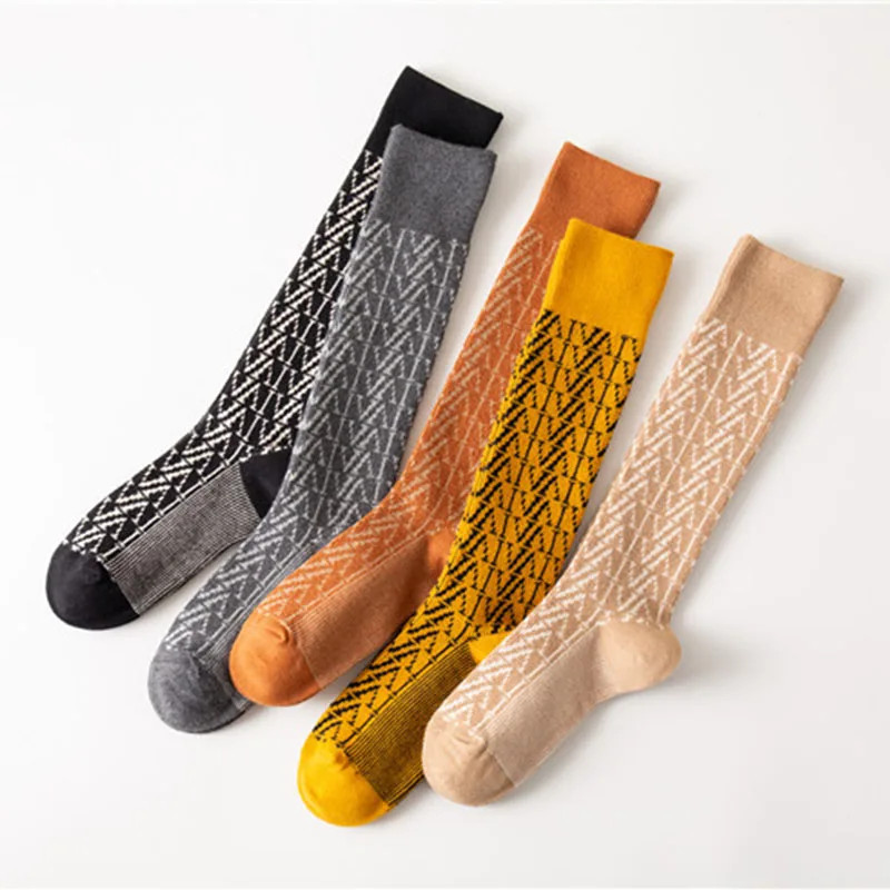 Calf socks Japanese retro jacquard long tube women’s socks Korean version