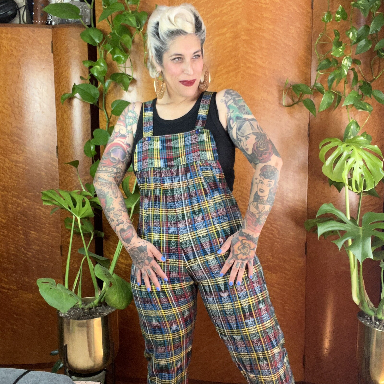 RAINBOW GUATEMALAN 1980’s 80s Vintage 1990’s 90s Petite Cotton Bib Overalls M L