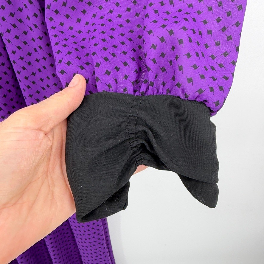Alexis Fashions VTG Midi Dress Purple Polka Dot Retro Mod Secretary Size MD**