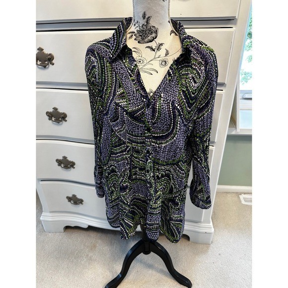 Studio 1940 purple green yellow blouse size 18/20
