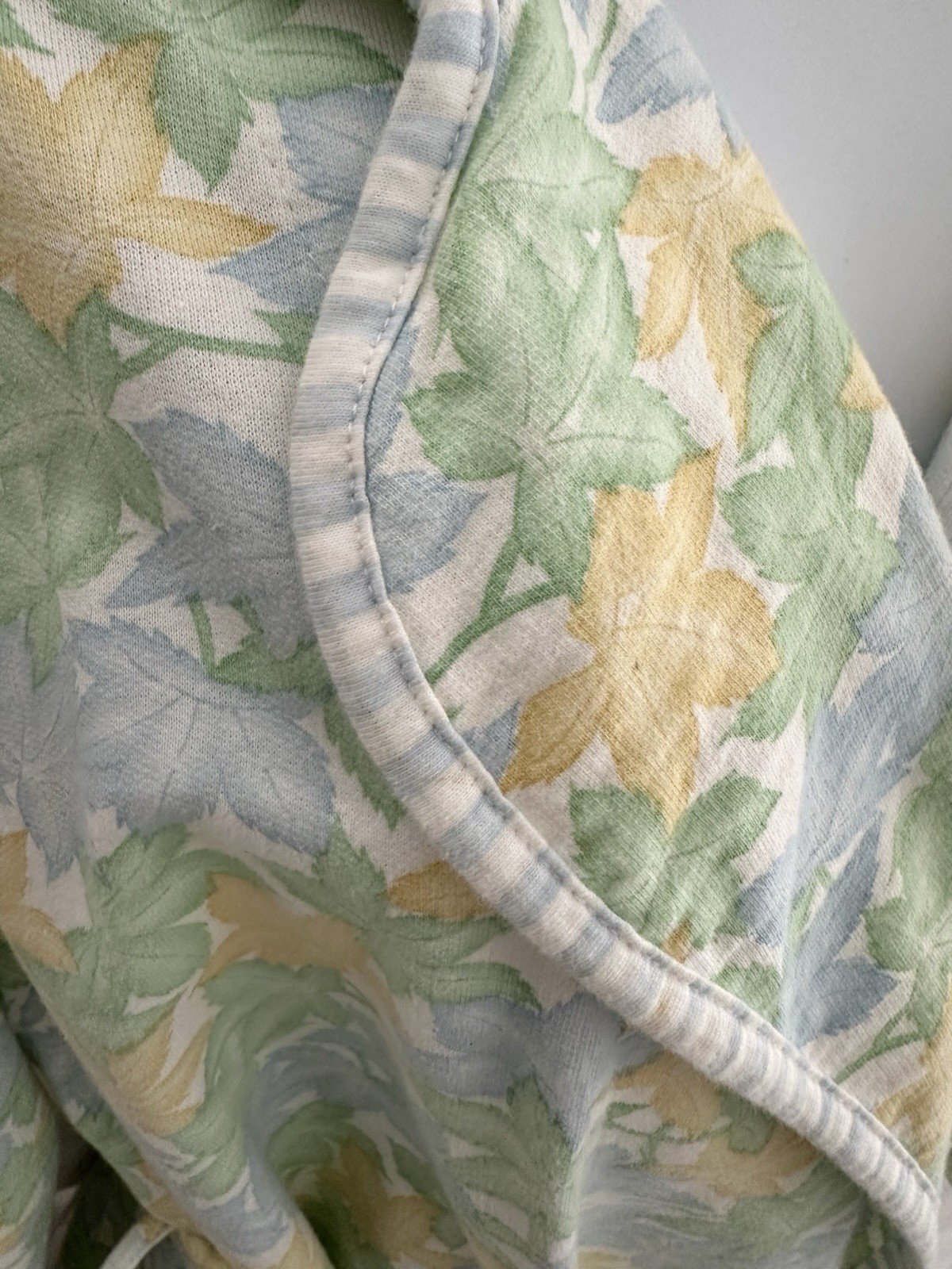 VTG 100% Cotton LONG Robe L Talbots Blue Yellow Green Cottage Country TURKEY