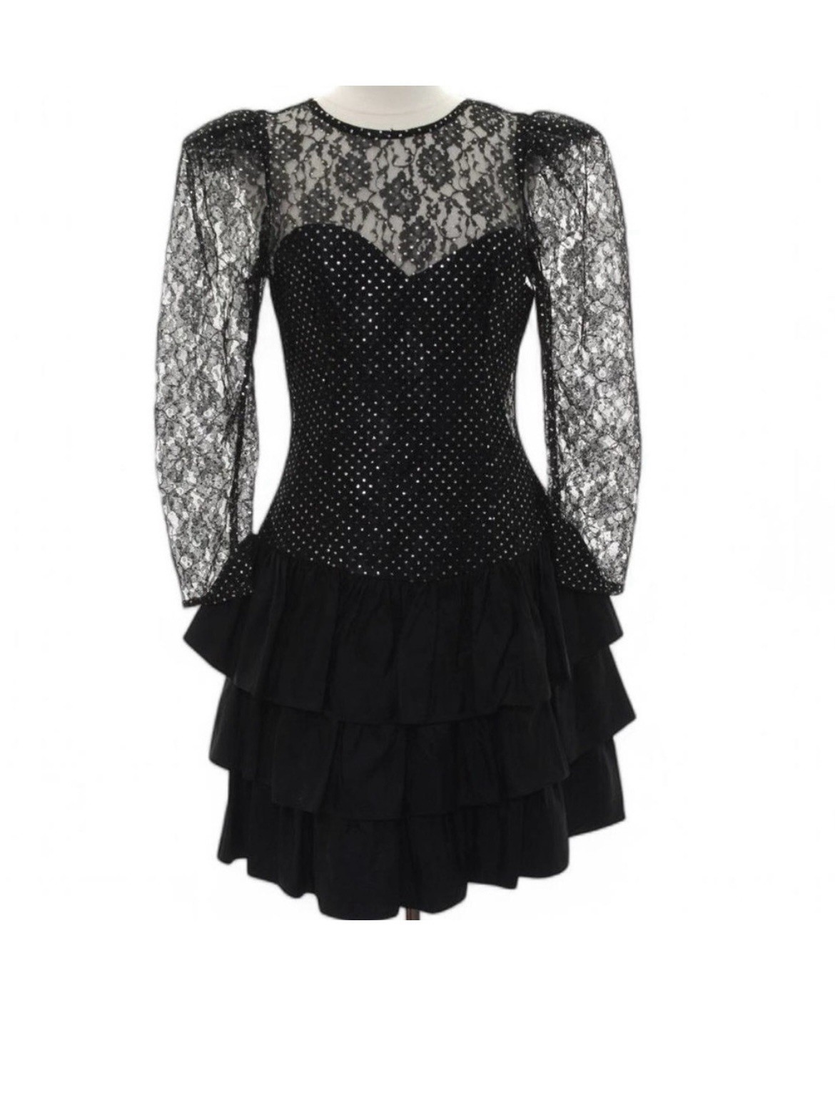 Vintage Totally 80s Glam: Rampage Vintage Cocktail Dress with Lace & Glitter