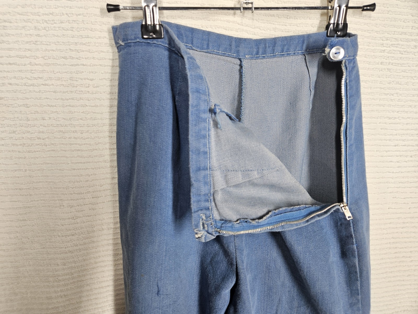 Vintage 1960s Side Zip Jeans Denim Pedal Pusher 25w Metal Zip No Pockets Worn