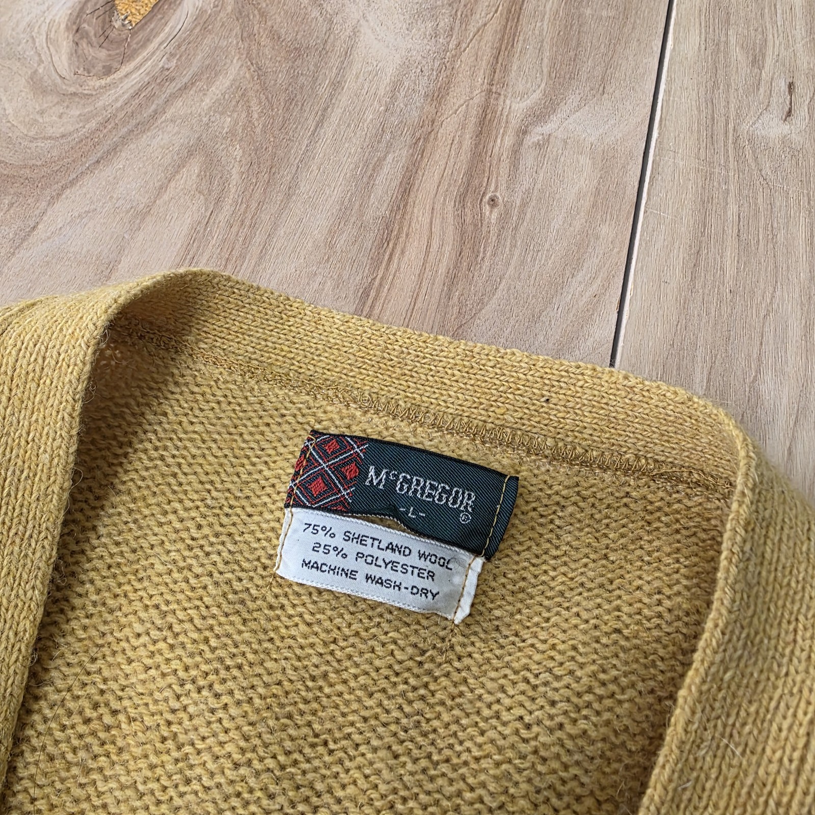 Vintage McGregor Cardigan Women’s Sz L yellow Wool Blend 60s 70s RARE