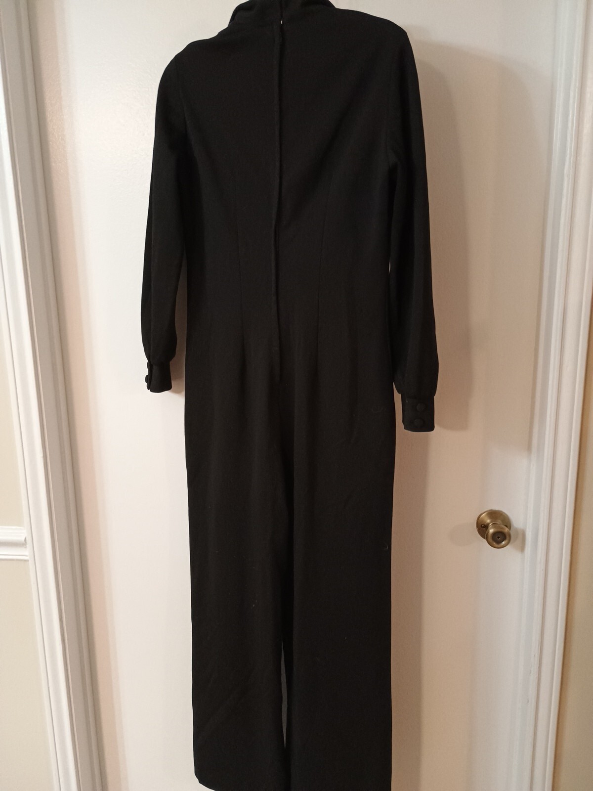 70’s Happy Legs Polyester Flared Jumpsuit Accent California Zippered Back Collar