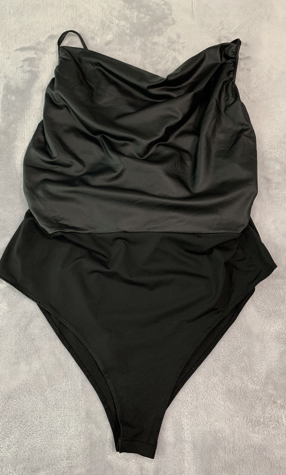 NEW Shiny PU Leather Look Bodysuit Teddy 3X Criss Cross straps Plus Sz
