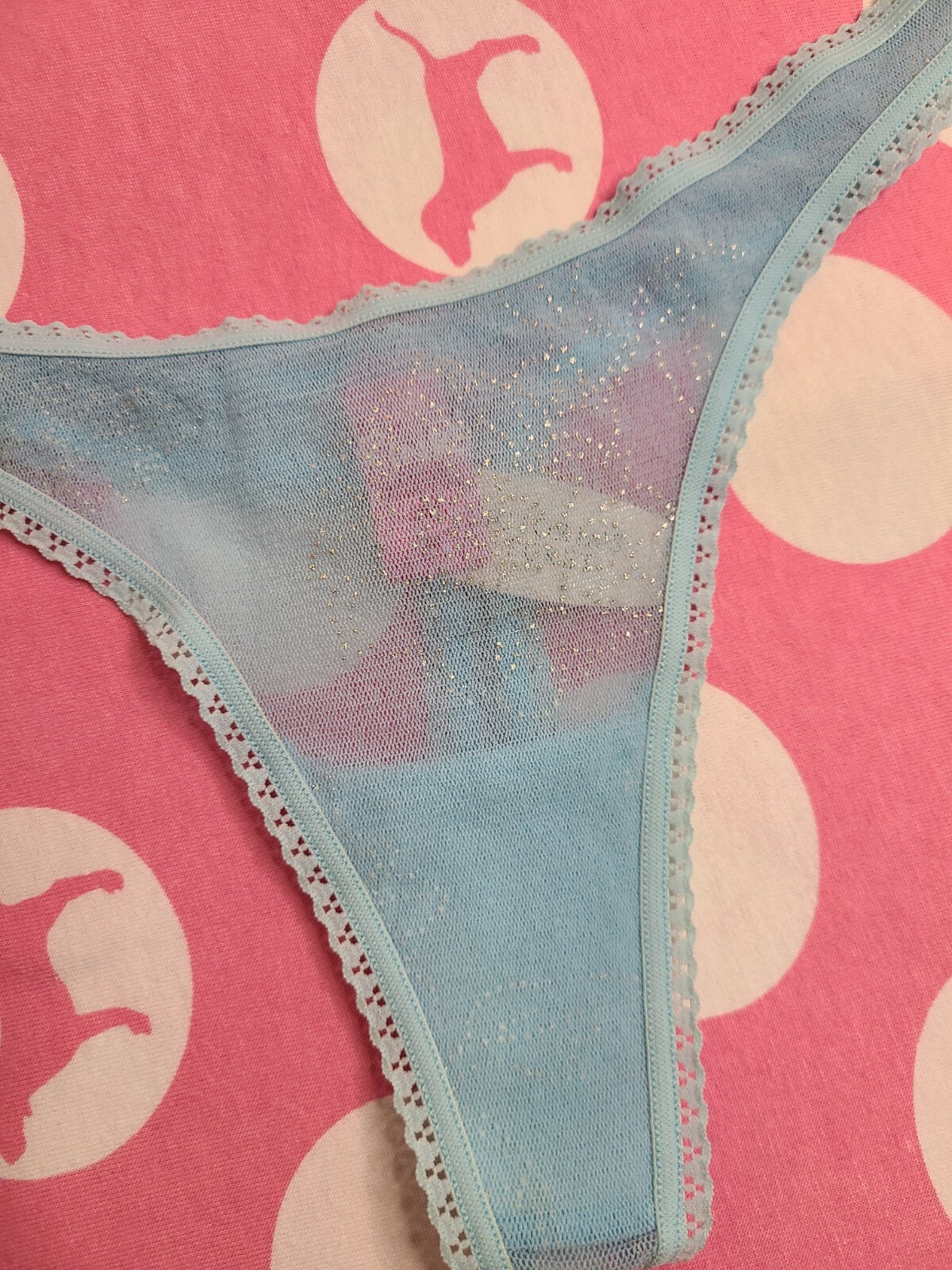 NWT Y2K VS PINK Sparkle Mesh Thong Panty Size M ✨️