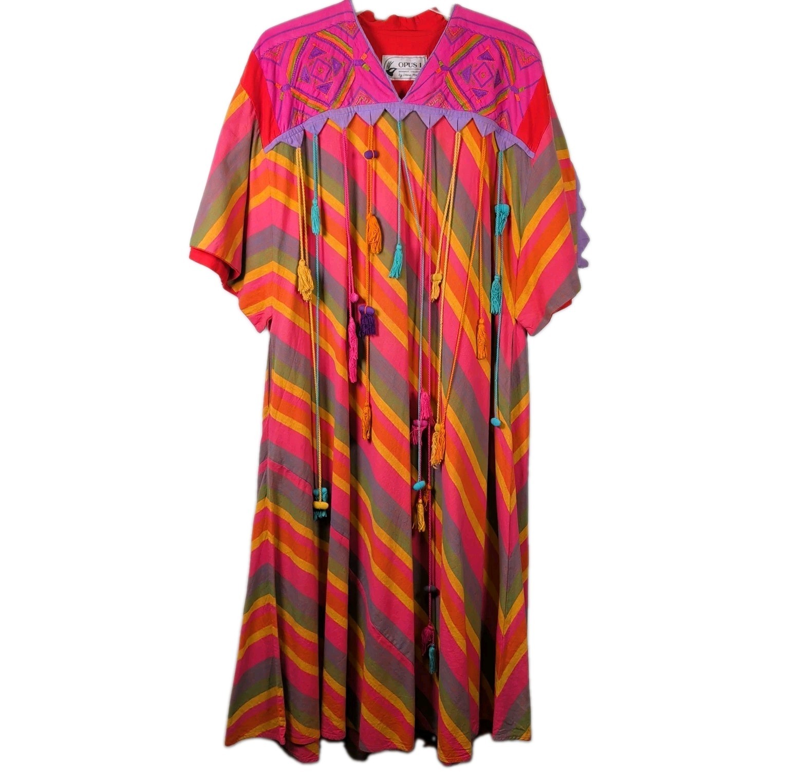 OPUS 1 Caftan – OS – Cotton Tassles Pockets Designer Collection by Diana Martin