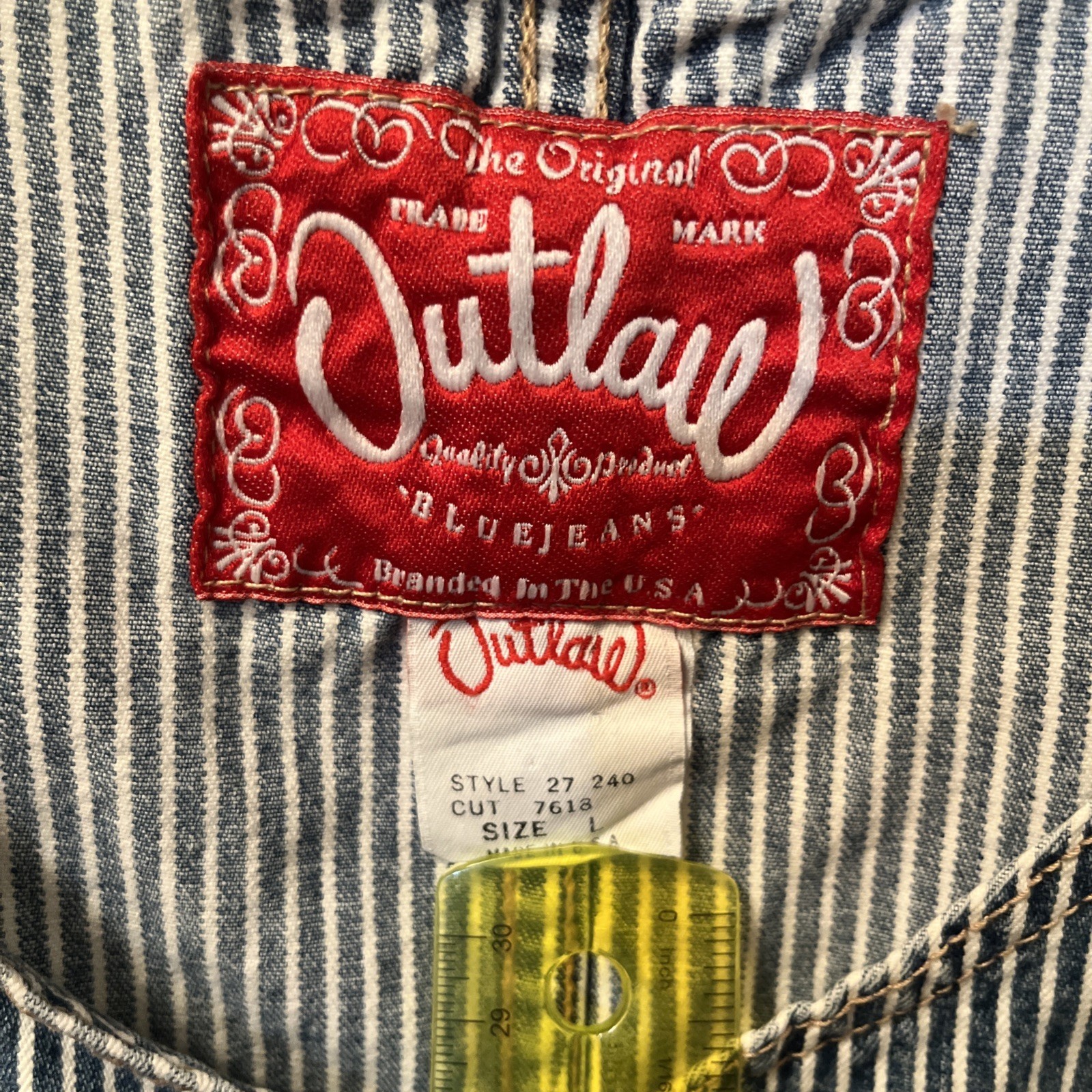 Vintage The Original Outlaw Railroad Conductor Stripe Overall Jumper Size Large