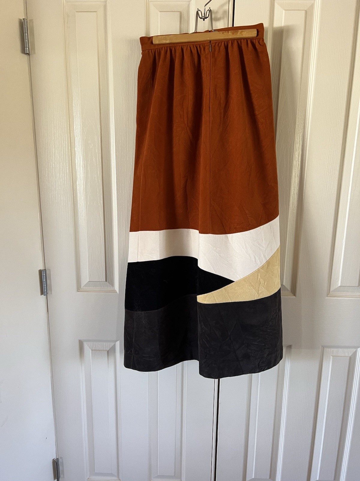 Vintage 70s maxi skirt Vanity Fair earth tones sun set scene rare size s/m boho