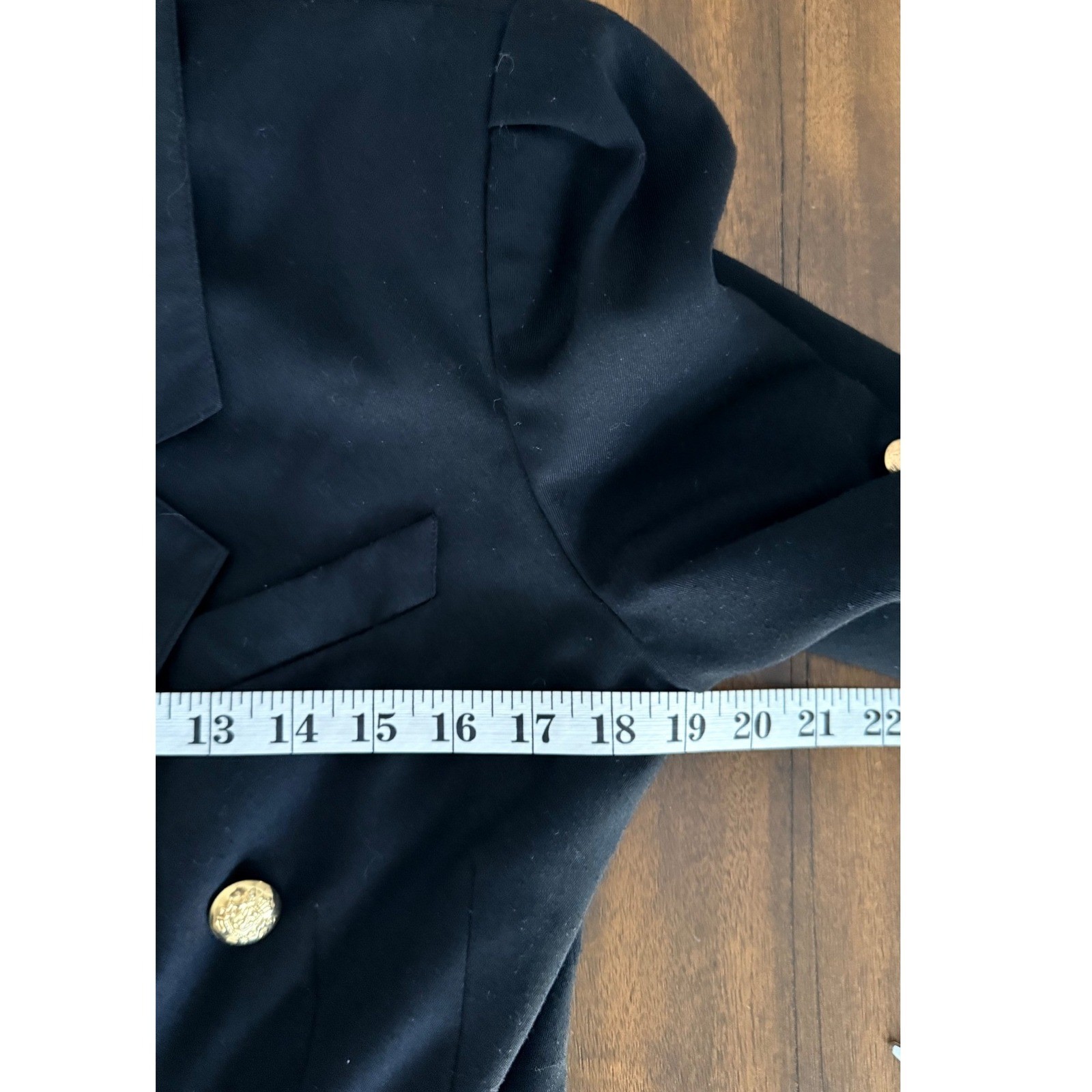 Kasper for ASL Vintage Black Double Breasted Blazer Dress Gold Buttons Size 8