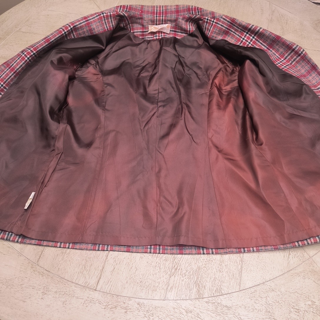 Vintage Pendleton Plaid Blazer Jacket 100% Virgin Wool Red Green Tartan Size 16