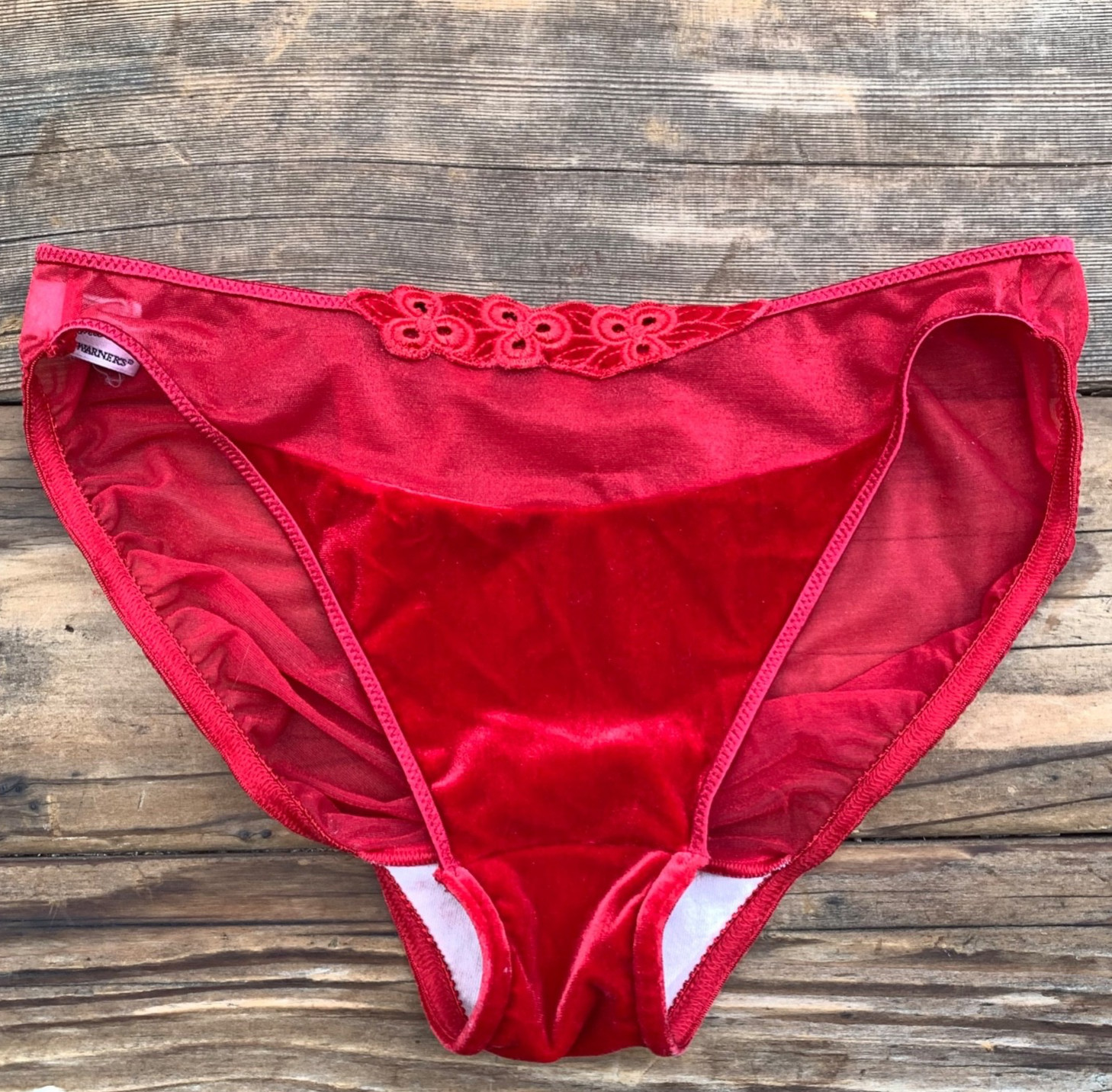 Vtg Marilyn Monroe Red Velvet Panties Size M Style #7803 Sheer