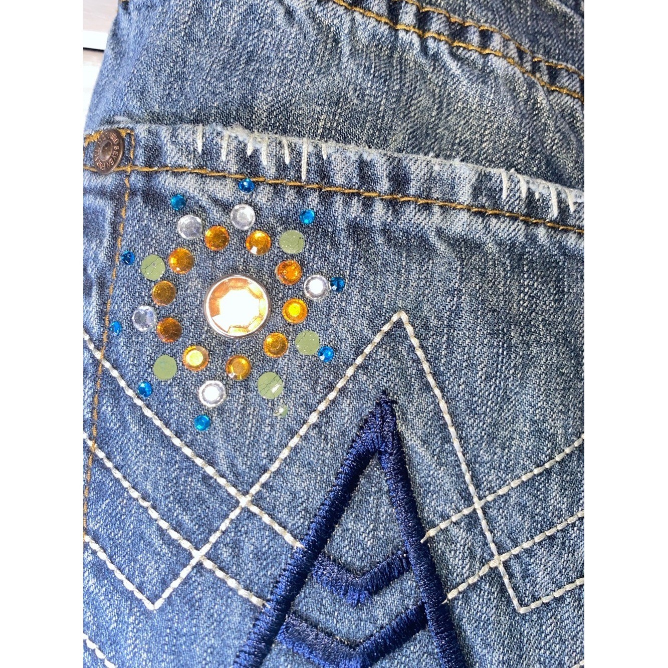 7 For All Mankind x The Great China Wall Vintage Embroidered Distressed Jeans