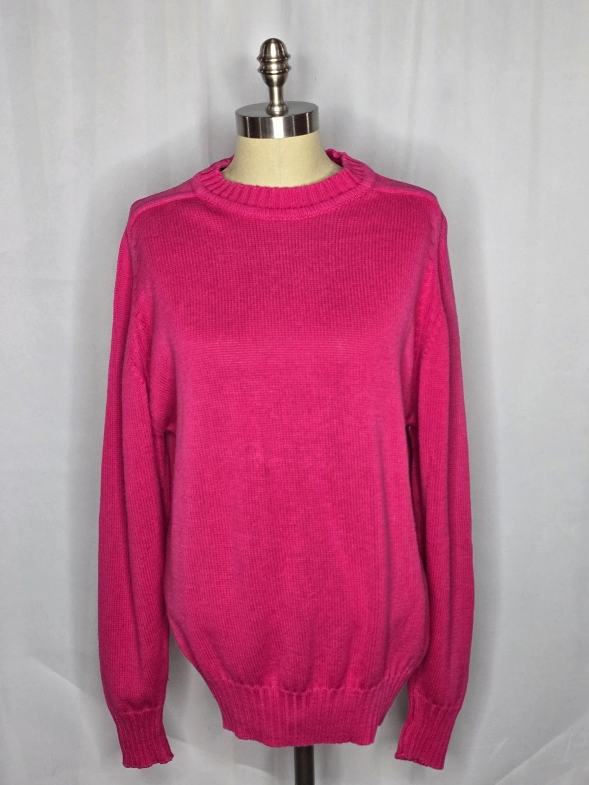 Vintage 70/80’s Hot Pink Preppy Knit Sweater The Fox Collection 100% Cotton USA