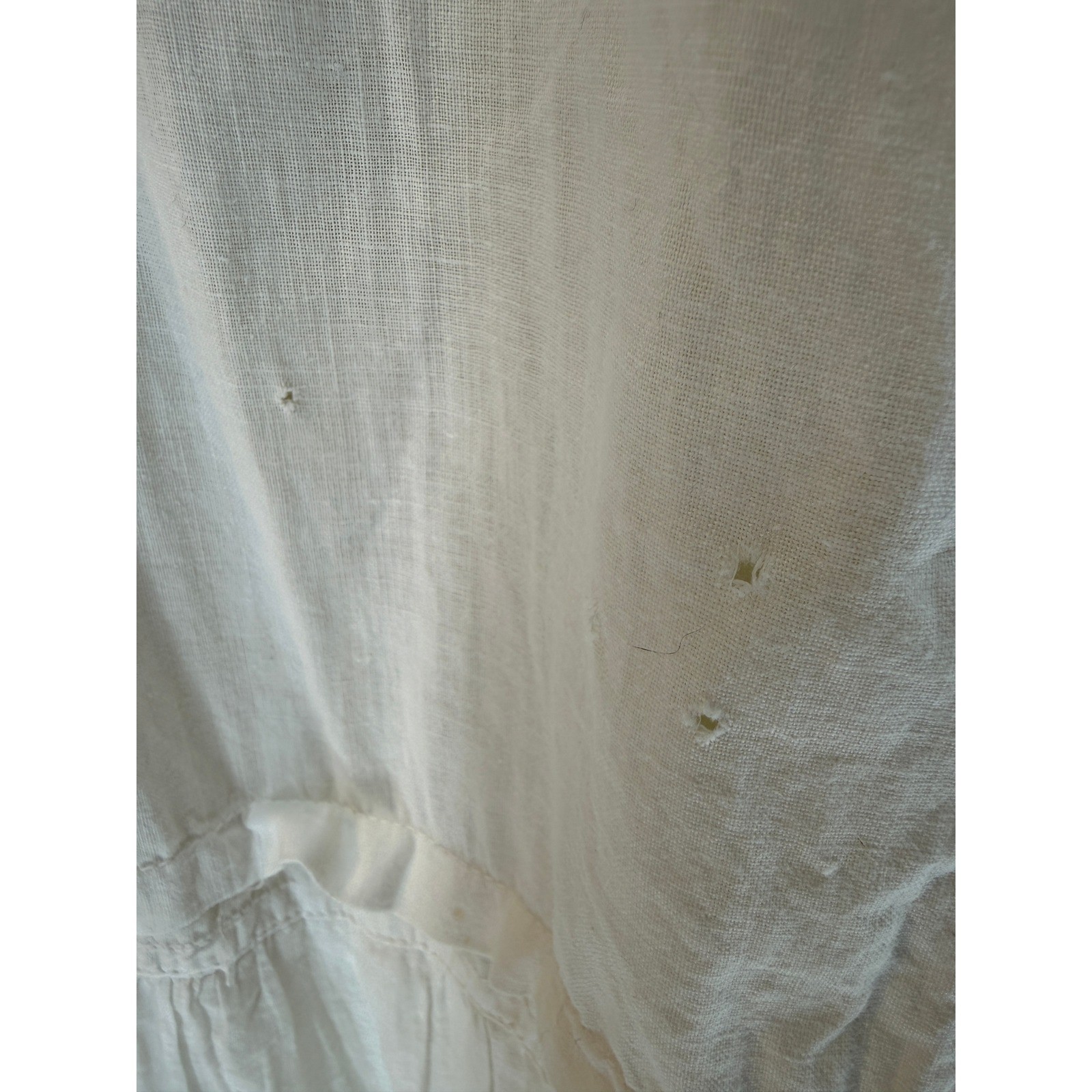 Antique Edwardian White Cotton Voile Petticoat Reticella Needle Lace 1880-1910