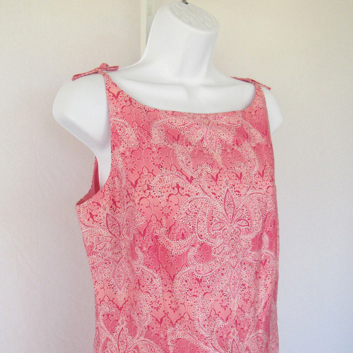 LIZ CLAIBORNE VTG 1990s 2000s COTTON PAISLEY DRESS SIZE 8 SHOULDER BOWS LINED