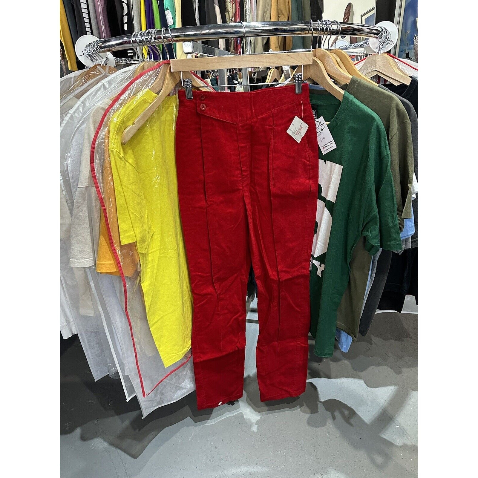 Vintage 1980s NWT Rumble Seats Red Corduroy High Waisted Pants Size 11