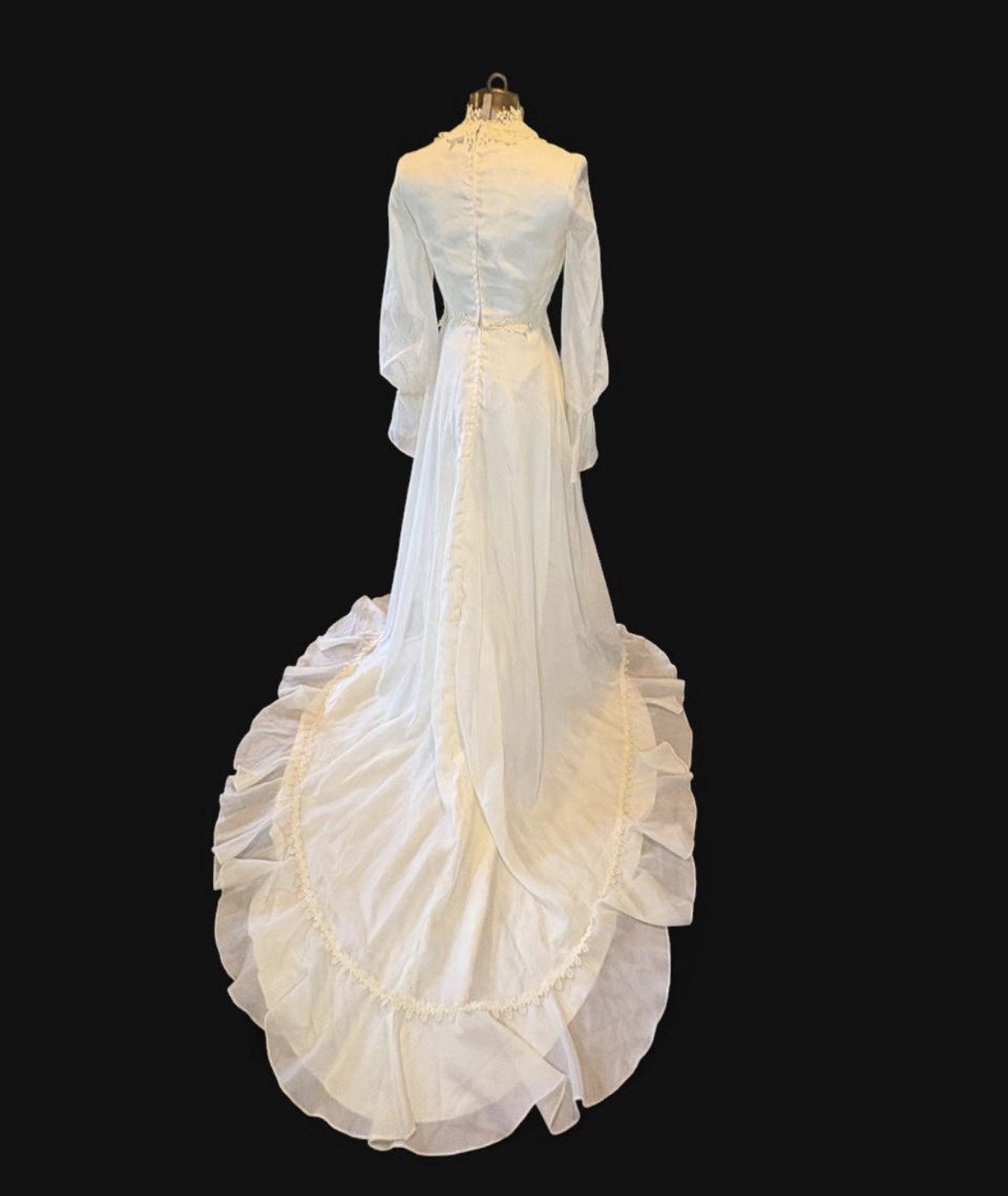 True Vintage Union Made 1970s Prairie Ivory Wedding Dress Size 10