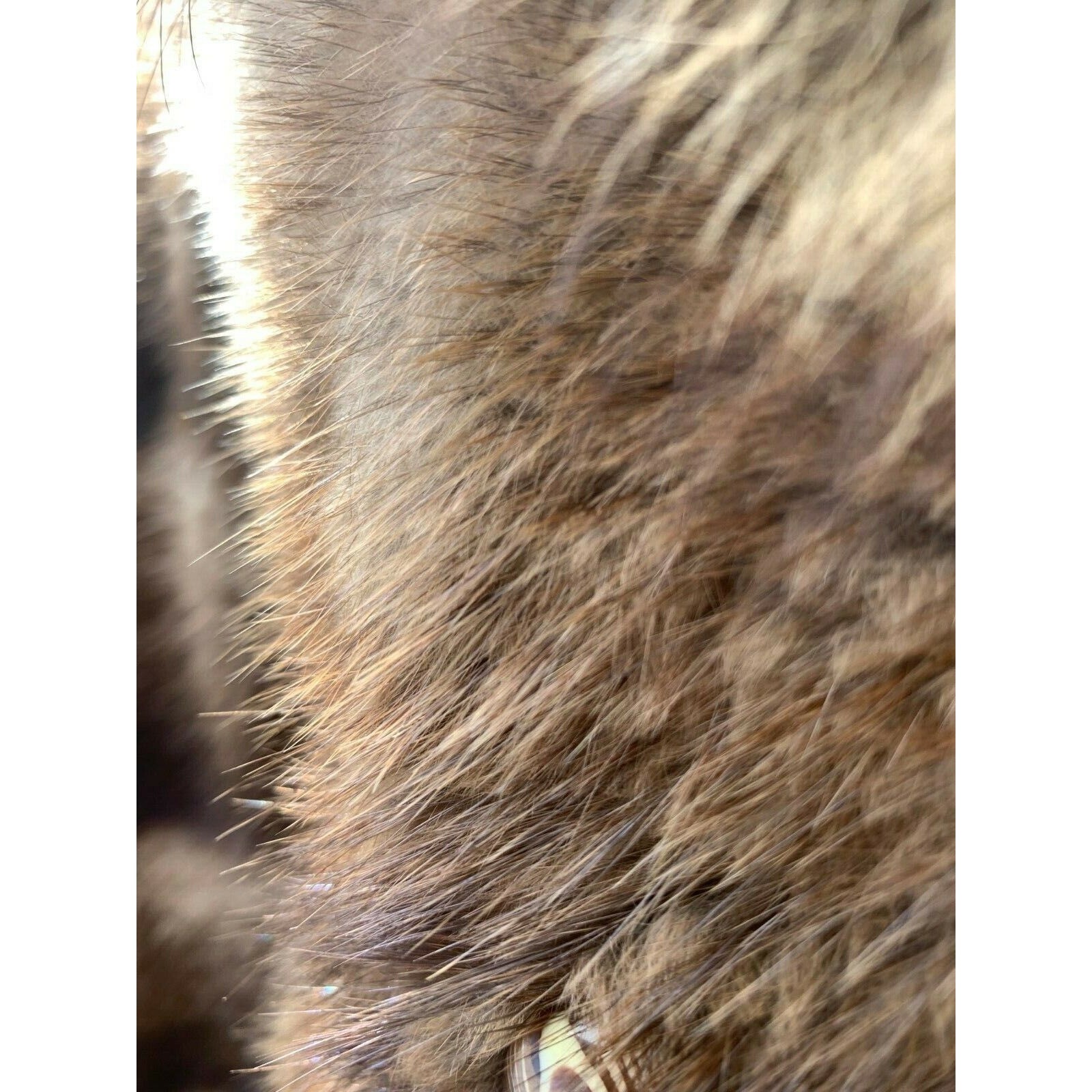 VTG 70s Beaver Fur Patchwork Coat Raccoon Collar Trench Boho Glam S M