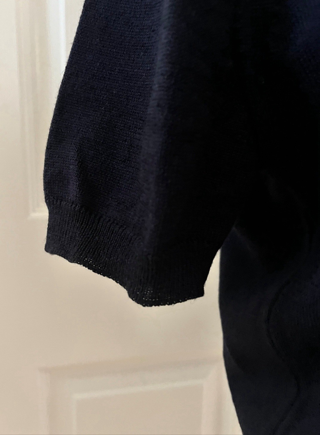 Vintage Vivienne Westwood Dark Navy Wool Knitted Sweater, Short Sleeve, Size L