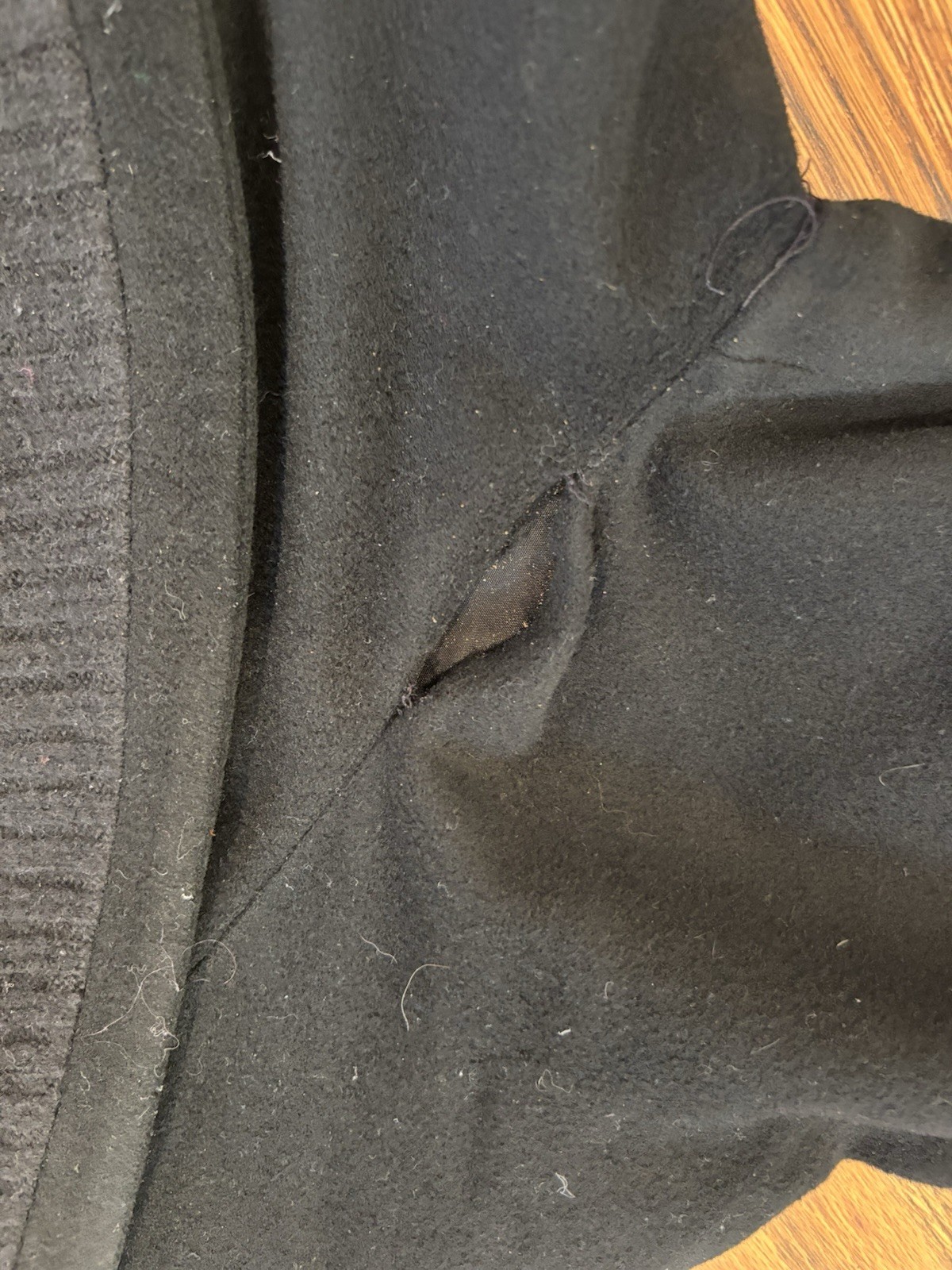 Bernard Perris Paris Vintage Black Full Length Wool Coat Pockets Small READ