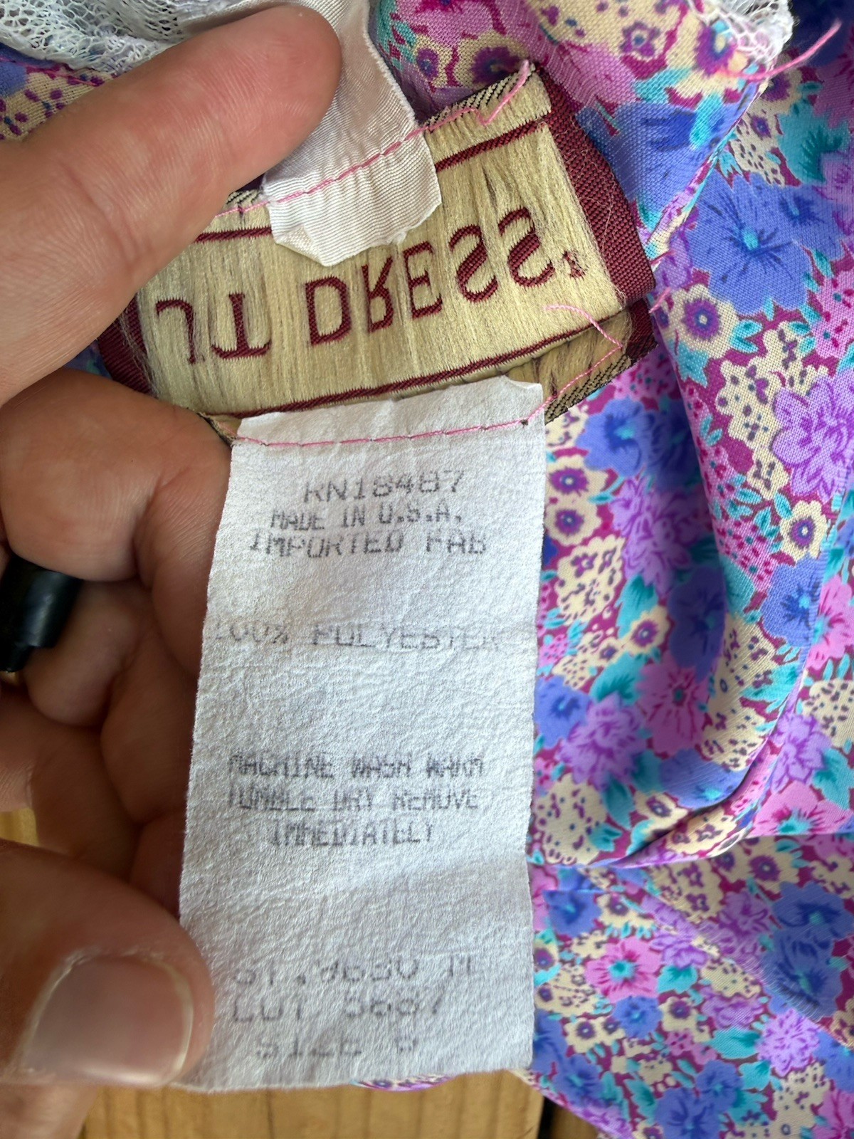 Vintage 80s JT Dress Floral Prairie Dress Lace Collar Purple Sz 6 Cinched Waist