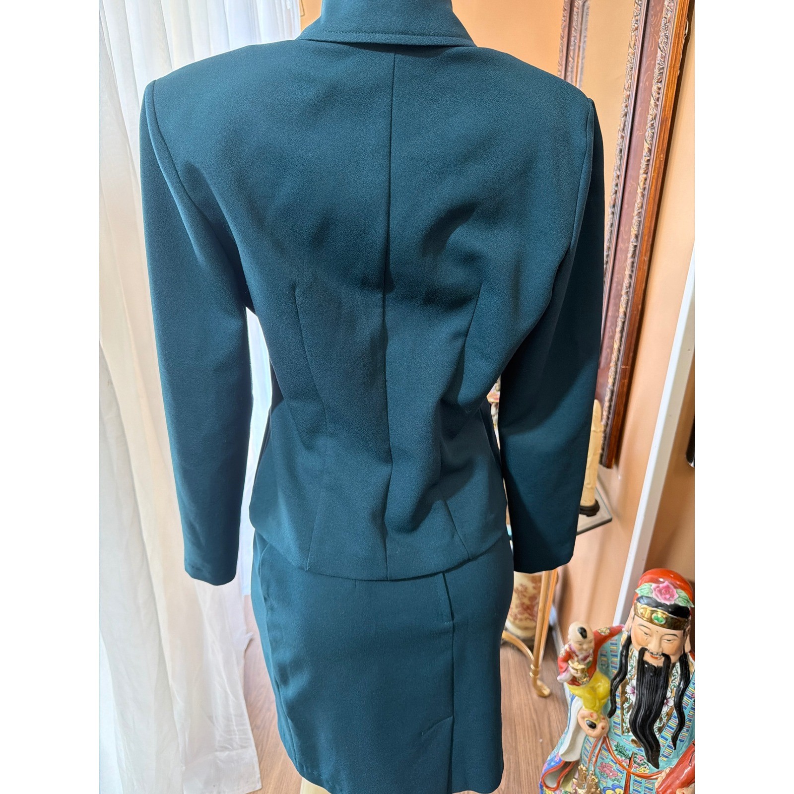 Vintage JFW Contemporary Collection Teal Skirt Suit Set Blazer Pencil Skirt Med